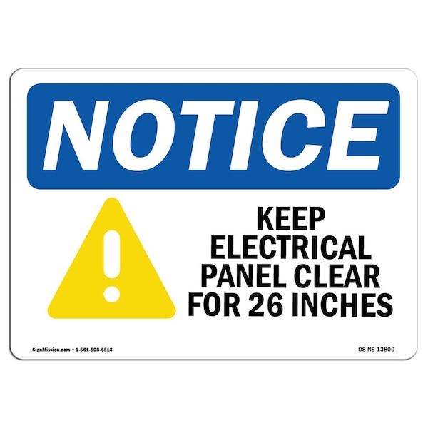 Sign, 3.5" H, Keep Electrical Panel Clear Sign, Landscape, NS-D-35-L-13800-10PK